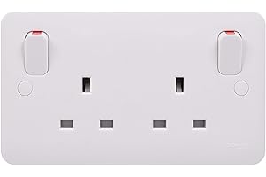 Schneider Electric Lisse White Moulded - Switched Double Power Socket, Double Pole 13A, GGBL3030S, White