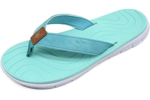 KuaiLu Flip Flops for Women Leather Arch Support Ladies Summer Holiday Beach Sandals Non Slip Soft EVA Sole Pool Shower Thongs