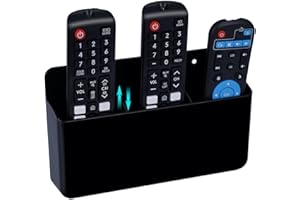 Shpucise 3 Slot Remote Control Holder Adjustable, Wall TV Remote Storage, Self Adhesive Marker Holder, Wall Pen Holder Organizer for Home Office School (Black)