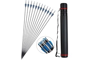 Milaem 12x Flèches de Carbone de 32 Pouces Flèches de Sport de 1000 Spine Flèches de Ciblage pour Arc Classique Arc Long