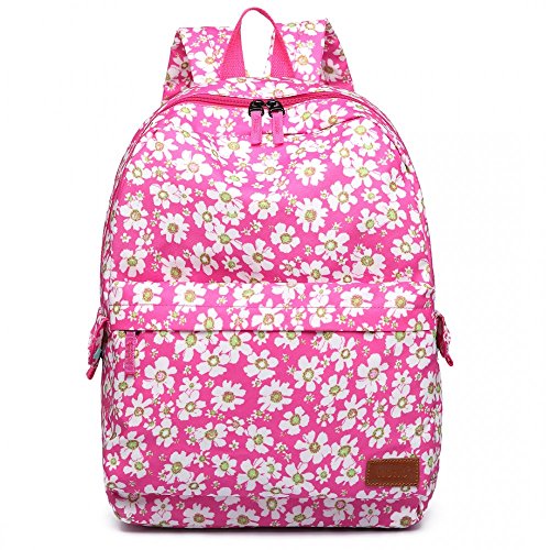Pink Flower Matte Oilcloth Floral Rucksack Backpack Laptop Bag