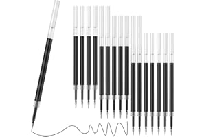 LVZONGXIN Długopis żelowy, 20 sztuk, kolor czarny, [0,5 mm], kompatybilne z Pilot G2, nadaje się do większości długopisów żelowych z zwijanymi kulkami [czarne]