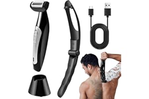 Rückenrasierer Herren Elektrisch, HOVCEH Multifunktionell Rücken Rasierer mit Verlängerter Griff, Nass- und Trockengebrauch Elektrisch Rückenhaarentferner, Ergonomisches Ganzkörper Rasierer