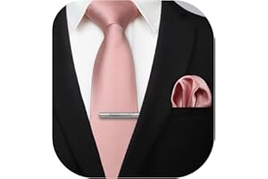 HISDERN Cravatta da Uomo e Fazzoletto da Taschino Classico Cravatta da Matrimonio Solida con Fazzoletto e Fermacravatta