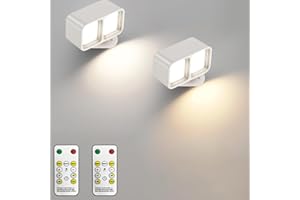 XRR Lámpara de pared LED, 2 Piezas Luz de Pared de Interior con mando a distancia y control táctil rotación de 360° Apliques Inalámbricos led recargable Apliques Para Dormitorio y Pasillos(blanco)