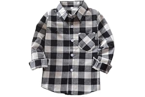 Machbaby Jungen Mädchen Langarm Hemden Plaid Kariert Freizeithemd Tops Baumwolle Button-down Langarmshirt