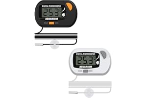 ENOPYO Aquarium Thermometer Digital,Fish Tank Thermometer Tropical with Max/Min,Metal Probe,Suction Cup for Fish Tank Water Temperature,Axolotl,Reptile,Turtle,Incubator Habitat (2PCS)