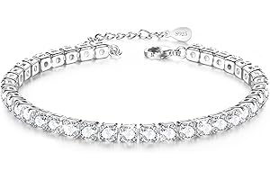JDGEMSTONE Sterling Silver Tennis Anklet,5A Diamond CZ Dainty Ankle Bracelet,Waterproof,6.5in to 11in