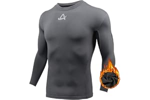 AMZSPORT Męska koszulka kompresyjna z długim rękawem termiczna koszulka sportowa warstwa bazowa na siłownię bieganie jazda na rowerze trening