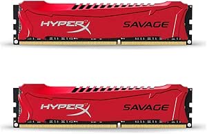 HyperX HX316C9SRK2/8 Savage Arbeitsspeicher, DDR3, 8 GB (Kit of 2), 1600 MHz,, CL9, DIMM, XMP, rot