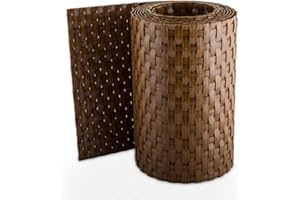Sellon24 Sichtschutzstreifen Rattan Rolle Sichtschutz Zaunblende 255x19cm für Doppelstabmatten Zaun Rattanoptik Streifen RD13 Honig Braun