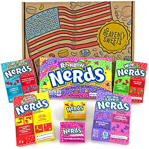 Nerds Candy Hamper | American Sweet Selection - Rainbow Nerds, Nerds Mini Boxes, Laffy Taffy | Retro Heavenly Sweets USA Gift Box