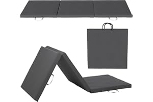 HOMCOM Tapis de gymnastique pliable, tapis gymnastique épais, 180 x 60 x 5 cm, avec poignée, tapis de sol pour yoga, sport, fitness, pilates, revêtement synthétique