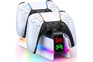 ZRZLMVP PS5 Controller Charger - RGB Charging Dock for Playstation 5, 2.5H Fast Charge Controller Stand and Docking Station for PS5/Slim/Pro, PS5 Accessories with Charge Cable & Led Light Indicator