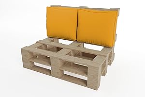 chilly pilley Coussin De Palette EU Impermeable Coussin De Siège Coussin De Jardin Housse Amovible Et Lavable (Coussin De Dos 60x40x12, Jaune)