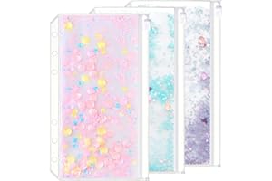 ZELTEN Paquete de 3 Carpetas de Plástico A6 de 6 Agujeros con Cremallera de colores resistente al Agua (DecorativasBolsillo con cremallera, A6)