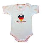 Zigozago - Body GERMANIA con ricamo frontale 0 mesi bordo rosa - Per la personalizzazione con nome scegliere https...