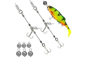 THKFISH Shallow Rig pour Les Leurres Brochets Pike Systems Pike Stinger Rig Hamecon Peche Triples pour Leurre Souple Carnassier S,M,L 6PCS/2PCS