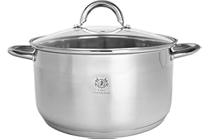KARL HAUSMANN Pentola Acciaio Inox - 3L - 20 cm - Casseruola Induzione con Coperchio Vetro - Pentola Inox 18/0 - Scala Misura - Per Tutti i Fuochi - Pentole Acciaio Inossidabile