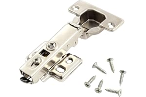 Kamtop 20 Pcs Cabinet Hinges, 110° Soft Close Kitchen Units Door Hinges with 120 Pcs Screws, 35mm Full Overlay Wardrobe Hinges Mute Concealed Cupboard Folding Doors Hinge for Kitchen Bathroom