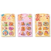 Capybara Tasarımlı Sulu Sticker, 3D Kabartmalı, Dekoratif &Ccedil;ıkartma 3'l&uuml;