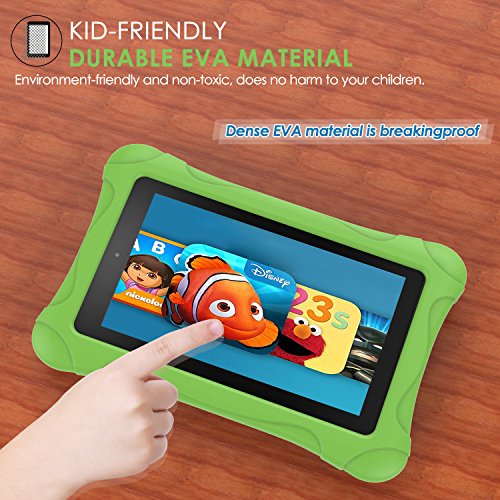 MoKo Fire 7 2015 Hülle – Superleicht EVA Stoßfest Kinderfreundlich Kinder Schutzhülle für Amazon Fire 7.0 Zoll (5. Generation – 2015 Modell), Grün - 2