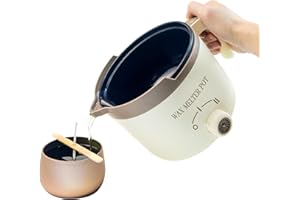 LINGQIAN Pentola Elettrica per Fusione della Cera per la Fabbricazione di Candele, Fonderia per Cera da 1,5 l con Termometro