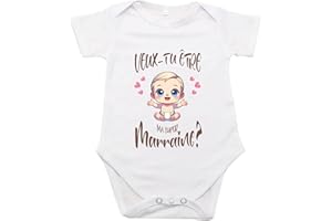 maroma [6-3] Body Personnalisé Veux Tu Etre Ma Super Marraine Idée Annonce Demande Originale,Humour, Futur /3 Mois/