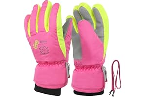 TBoonor Enfants Gants de Ski Chaud Moufles Snowboard Gants de Neige Coupe-Vent Antidérapant pour Randonnée Patinage Hiver Sports pour Fille Garçon Unisexe