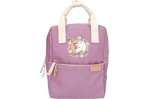 Depesche 12165 Miss Melody Farm House – Rucksack für Kinder in Violett, mit Pferdemotiv und Blumenstickerei, Tasche mit verstellbaren Trägern und Anhänger, mehrfarbig, Country