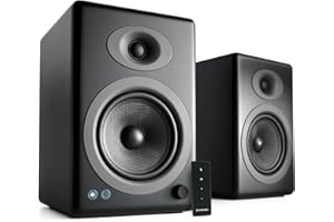 Audioengine Altoparlanti Amplificati da Mensola da 150W Audioengine A5+ Classic | Amplificatore Analogico Integrato | Telecomando | Ingressi RCA e 3,5mm | Cavi Inclusi (Nero)
