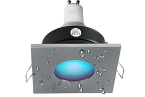 PLANETITALY Foco para cromoterapia cuadrado IP65 LED RGBWHITE rgbw 6w gu10 230v cabina ducha