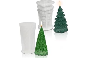 Mecmbj 2 Piezas Molde de Vela de árbol de Navidad, Moldes de Silicona para Velas Navideñas, Para Decoración Navideña, Fácil de Desmoldar(Árbol de Navidad)