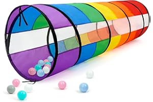 TIKTENT Kids Play Tunnel for Toddlers, Large 21" Colorful Rainbow Pop Up Crawl Through Tunnel Tent for Baby or Pet with Breathable Mesh, Indoor & Outdoor Kids Tunnel for Babies, Cat, Dog, Pets.