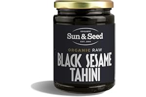 Organic Raw Black Sesame Tahini by Sun & Seed - 500g - Made From 100% Organic Whole Black Sesame Seeds - Healthy Tahini Paste - Vegan - Gluten, Dairy & Soy Free