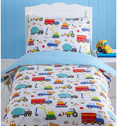 Harwood Textiles Bright Trucks 4 in 1 Junior Bedding Bundle (Duvet, Pillow and Covers)