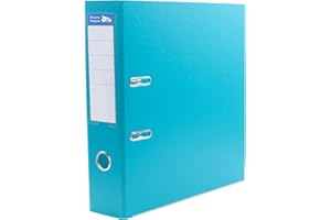 Raylu Paper – Archivador con Anillas, Carpeta Archivadora de Lomo Ancho 75 mm, Archivadores para Oficina de 2 Anillas con Palanca de Apertura Suave y Tarjetero Personalizable (Turquesa, A4)