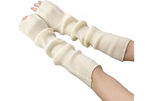 OTKARXUS Scaldamuscoli da donna, 1 paio di guanti lunghi/corti, senza dita, con foro per il pollice, invernali, caldi, per donne e ragazze