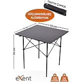 Exent Taşıma &ccedil;antalı &ccedil;ok Hafif tamamı Al&uuml;minyum kamp, piknik, plaj, bah&ccedil;e, balkon masası - 70x70x70