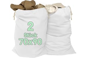 ELES VIDA® Laundry bags 70 x 90 cm made of 100% cotton - extra large laundry bag - durable, with drawstring, travel laundry b