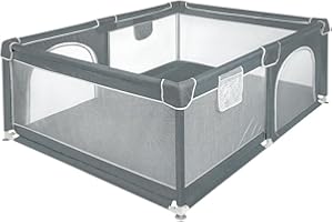 BELFOYER Parco per bambini modulabile, 120 x 160 x 66 cm, pieghevole in tessuto Oxford/con borsa portaoggetti, sicuro e confortevole, attività genitore-figlio (grigio scuro/nero) (grigio scuro)