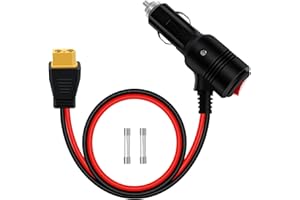 YINGAYOU Cavo XT60 Accendisigari con Interruttore 14AWG 20A Cavo Ricarica XT60 Accendisigari 12V 24V con LED Fusibile per Auto, Moto, Barche (1 m)