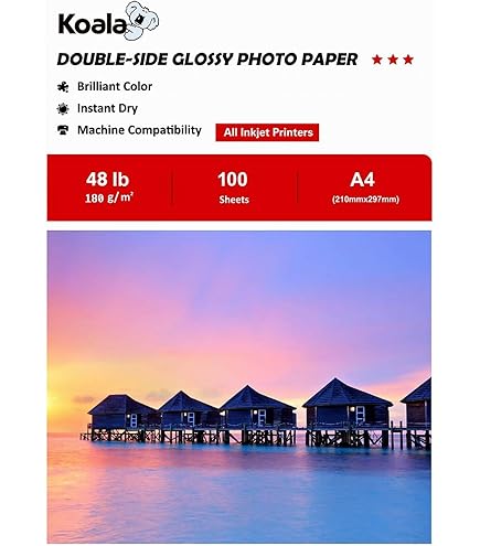Carta Fotografica Lucida KOALA A4 120g/m² - 100 Fogli Per Stampanti A Getto D'Inchiostro - Foto 8