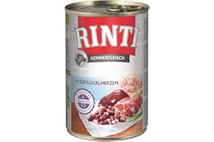 Rinti Pur Kennerfleisch Geflügelherzen für Hunde, 24er Pack (24 x 400 g)