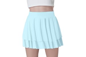 EXARUS Tennisröcke für Mädchen, athletisch, Golf, Skorts, Tanzen mit Untergrund, fließend, gestuft, Mini-Faltenmuster, adrett für Kinder