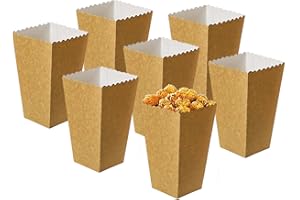 RICEEL 30 STK Popcorn Tüten, Popcornboxen, Popcorntüte aus Kraftpapier, Popcorntüten Pappe, Popcorn Papierkiste, Aus Kraftpapier für Partys Filmabende Abendessen Snack Container