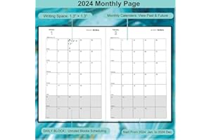Dzhzal Diary 2024 A5 Page a Day, Day Per Page Diary 2024 From January 2024 to December 2024, Hard Cover Productivity Daily Planner with Monthly Tabs, Pen Loop and Inner Pocket 5.7"x8.3"