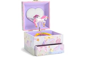 Jewelkeeper Joyeros Infantiles con Cajón - Caja de Almacenamiento Musical Unicornio Arcoíris Brillante - Cofre del Tesoro Rosa para Almacenamiento de Joyas - Regalo para Niñas - 12 x 11 x 9 cm