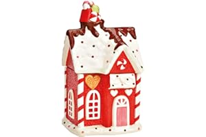 MATCHES21 HOME & HOBBY Tarro de cerámica para galletas y dulces con tapa, 14 x 27 cm, para decoración de Navidad, mesa y vajilla de Navidad