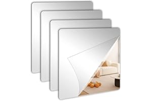 MIPIACE 16 Stück Spiegelfliesen Selbstklebend 10×10 cm Spiegel zum Kleben Acryl Spiegel Selbstklebende Klein Klebespiegel Spiegelfolie Wandspiegel Flexibler Spiegel Wandaufkleber für Schrank Wand Bad